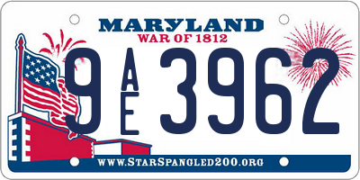 MD license plate 9AE3962