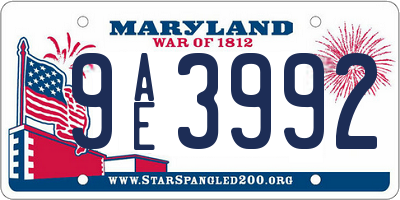 MD license plate 9AE3992