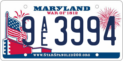 MD license plate 9AE3994