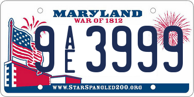 MD license plate 9AE3999