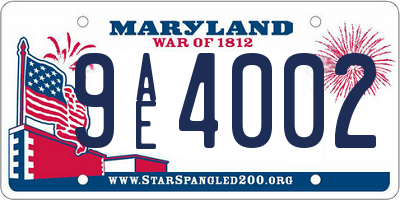 MD license plate 9AE4002