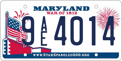 MD license plate 9AE4014