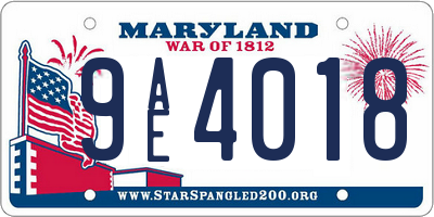 MD license plate 9AE4018