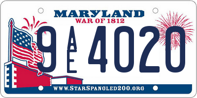 MD license plate 9AE4020
