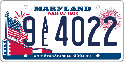 MD license plate 9AE4022