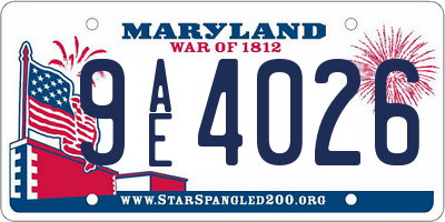 MD license plate 9AE4026
