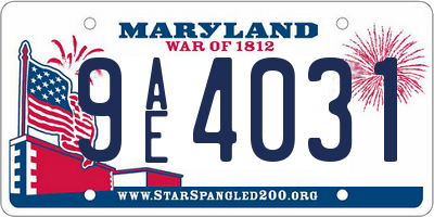 MD license plate 9AE4031