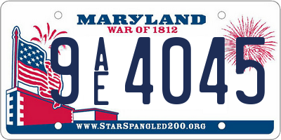 MD license plate 9AE4045