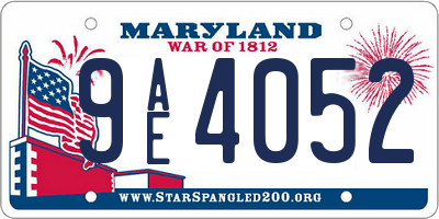 MD license plate 9AE4052