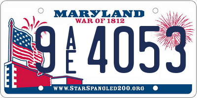 MD license plate 9AE4053