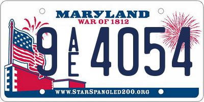 MD license plate 9AE4054