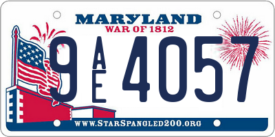 MD license plate 9AE4057