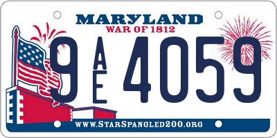 MD license plate 9AE4059