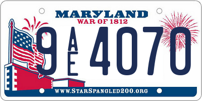 MD license plate 9AE4070