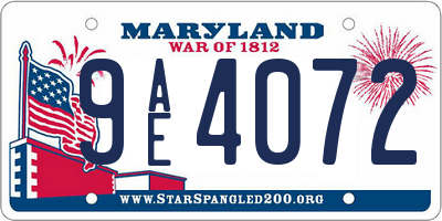 MD license plate 9AE4072