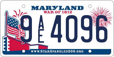 MD license plate 9AE4096