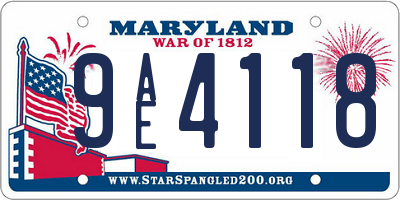 MD license plate 9AE4118