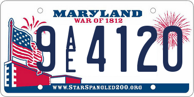 MD license plate 9AE4120