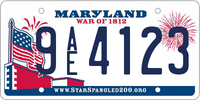 MD license plate 9AE4123