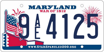 MD license plate 9AE4125