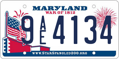 MD license plate 9AE4134
