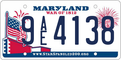 MD license plate 9AE4138