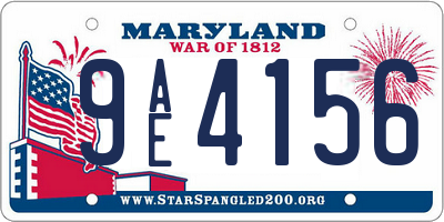 MD license plate 9AE4156