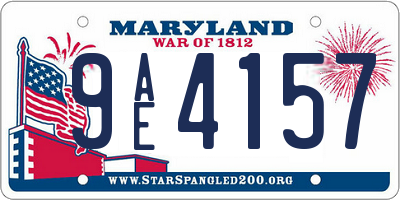 MD license plate 9AE4157