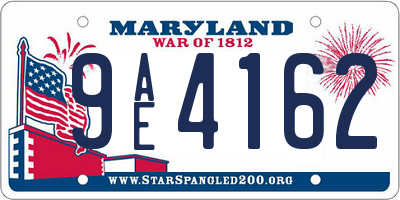MD license plate 9AE4162