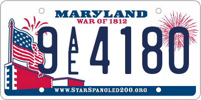 MD license plate 9AE4180
