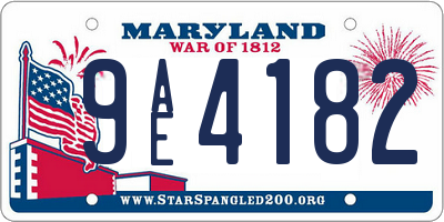 MD license plate 9AE4182