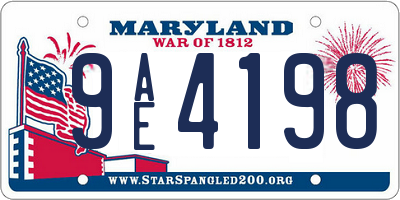 MD license plate 9AE4198