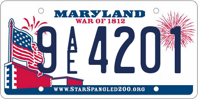 MD license plate 9AE4201