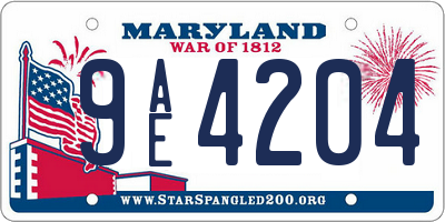 MD license plate 9AE4204