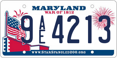 MD license plate 9AE4213