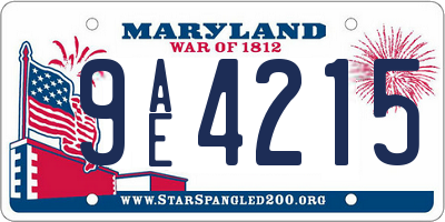MD license plate 9AE4215