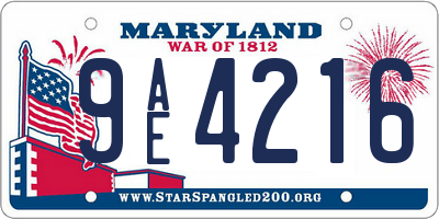 MD license plate 9AE4216