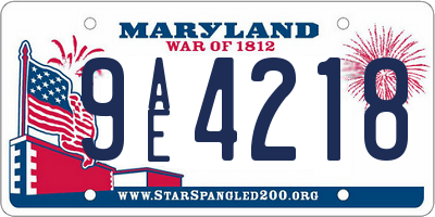 MD license plate 9AE4218
