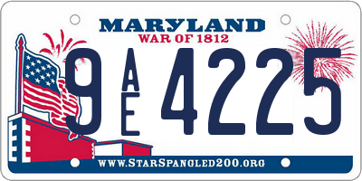 MD license plate 9AE4225