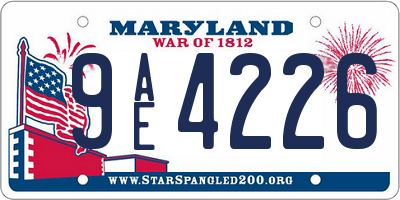 MD license plate 9AE4226