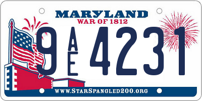 MD license plate 9AE4231