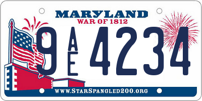 MD license plate 9AE4234