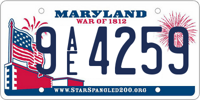 MD license plate 9AE4259