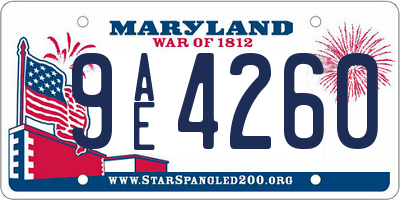 MD license plate 9AE4260