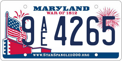 MD license plate 9AE4265
