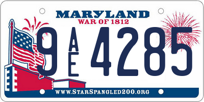 MD license plate 9AE4285
