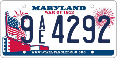 MD license plate 9AE4292