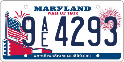 MD license plate 9AE4293