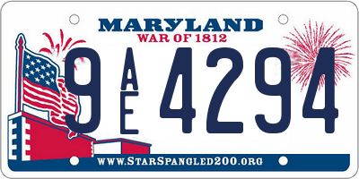 MD license plate 9AE4294