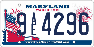 MD license plate 9AE4296